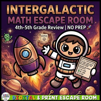 Math Escape Room 4th & 5th Grade End of Year Math Review Game NO PREP Activity