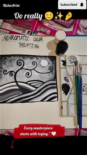 🎨 Black and White Acrylic Painting | Easy Achromatic Art | RichaArtsx #painting #pov #art