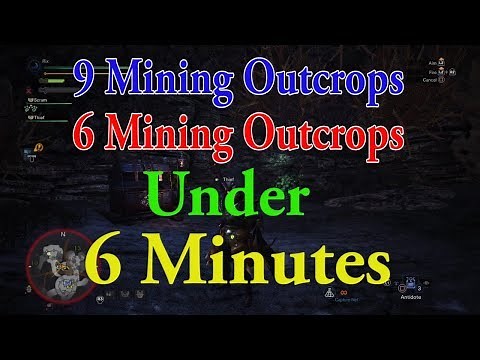 Coral Highlands Mining Guide - Under 6 minutes route ( 9 Blue and 6 Red Mining Outcrops)