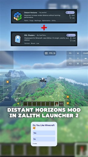 Distant Horizons Mod On Zalith Launcher 2 😍
