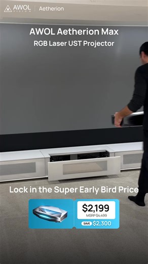 ⚡ Set Up Your Cinema in Minutes 🙌 Plug, play, and watch. Studio-grade colors and effortless daytime viewing, ready in minutes. ✅ Save $2300, 51% Off ✅ 2-Year Hassle-Free Warranty | AWOL Vision