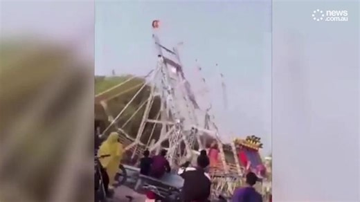 Terrifying video shows packed fairground ride collapse