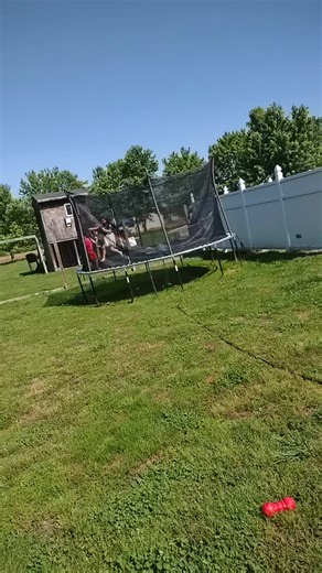 sprinkler under trampoline? why not?