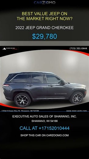 2022 Jeep Grand Cherokee Cherokee — 94K Miles for $29,780 | CarZoomo