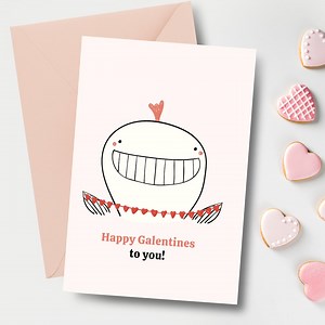 Funny 'whale' Galentine's Card | Love | Digital Download Printable - Etsy