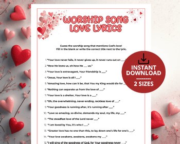 Christian Worship Song Love Lyrics Game | Valentine's Church Party Youth Group A