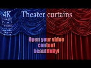 Beautiful theater curtains in three versions. Open your channel, holiday, slideshow, logo colorfully