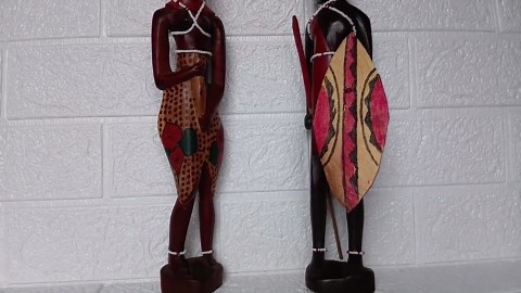 African Maasai Warrior & Woman Statues, Hand Carved Style Figurines, Ethnic Decor Set - Etsy