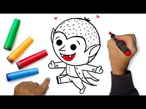 How to draw a cute little vampire for Halloween 🧛🧛🧛 easy step by step drawing for kids