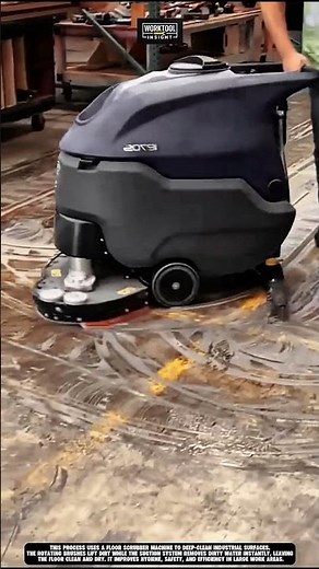 Cleaning industrial floors using Work Tool Floor Scrubber Machine #tool #worktool