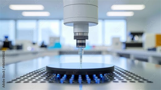 Futuristic biotech laboratory microchip drug discovery research precision science innovation device with automated pipette precision liquid handling microfluidic technology sterile clinical research