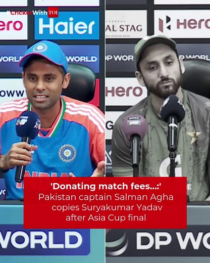 India clinched the 2025 Asia Cup against Pakistan in a thrilling final, marked by significant post-match announcements. India's captain donated his match fees to the Indian armed forces. Pakistan captain Salman Ali Agha mirrored the India captain's approach, announcing a donation as well. Read here 🔗 http://toi.in/0u5MUb #AsiaCup2025 #AsiaCupT20 #AsiaCup #asiacup2025final #INDvsPAK #indvspak2025 #IndianCricket #IndiaVsPakistan #CricketWithTOI #SalmanAliAgha #SuryakumarYadav | The Times of India
