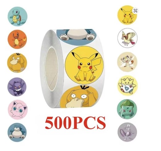 500 Piece Pokemon Sticker Roll 1 Inch Stickers Pokemon Go 12 Different Characters - Etsy