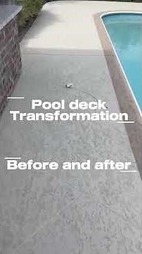 Before and after Pool deck, concrete resurfacing transformation