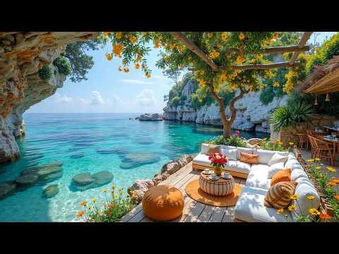 Happy Morning Jazz at Seaside Cafe Ambience ~ Relaxing Bossa Nova Music & Wave Sounds for Great Mood