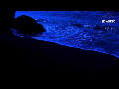 (No Ads) 8D AUDIO Dark Screen Ocean Waves 🌊 11 Hours 4K | Calming Night Beach Sounds for Deep Sleep
