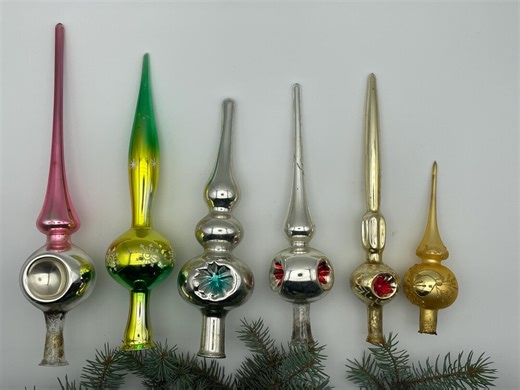 Vintage Glass Christmas Tree Topper- USSR New Year Decor - Etsy
