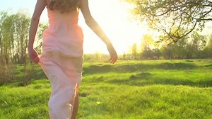 Beauty Girl Long Dress Running On Stock Footage Video (100% Royalty-free) 9863228 | Shutterstock