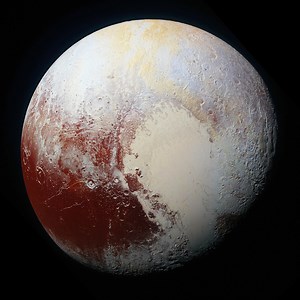 High-resolution enhanced color view of Pluto. Original from NASA. Digitally enhanced by rawpixel.