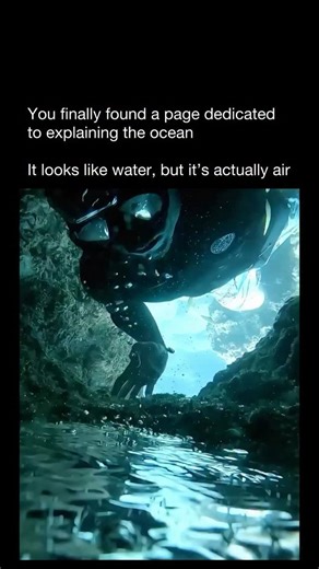 Explaining The Ocean on Instagram: "In some underwater environments, you can see what looks like a solid layer of water — but it’s actually air. These air pockets form when gas becomes trapped beneath overhangs, inside rock crevices, or against surfaces that naturally repel water. Because air and water have very different densities, the boundary between them creates a smooth, mirror-like surface that makes it look like you’re touching water from below. The illusion is so convincing that divers o