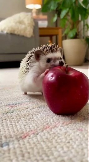 Hedgehog vs Apple: Cutest Struggle Ever 🍎🦔