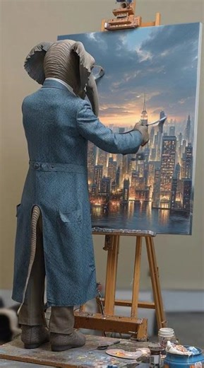 When an Elephant Becomes an Artist | AI Painting Animal Video