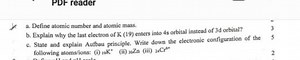 PDF readera. Define atomic number and atomic mass.b. Explain ... | Filo