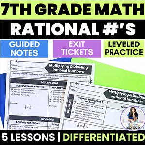 Rational Numbers Unit 7th Grade Math Guided Notes Differentiated Lesson 3 Levels