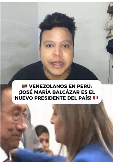 🇻🇪 Venezolanos en Perú: ¡José María Balcázar es el nuevo presidente del país! 🇵🇪 José María Balcázar fue elegido presidente del Congreso y, según la Constitución, ahora asume temporalmente la Presidencia del país. Esto significa que él gobernará de manera interina, es decir, por un tiempo limitado, mientras se define quién será el presidente definitivo. Como venezolanos viviendo en Perú, seguimos atentos a estos cambios importantes en la política del país que nos acoge, manteniéndonos inform
