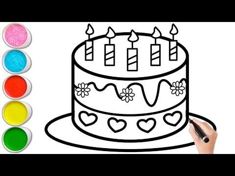 Beautiful Cake Drawing Painting And Colouring For Kids And Toddler | How To Draw Cake # For Kids