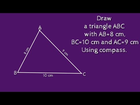 How to construct a triangle ABC with AB=8 cm, AC=9 cm and BC=10 cm using compass. shsirclasses.