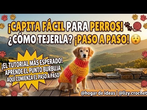 CAPITA PARA PERROS A CROCHET: Paso a Paso (Punto Burbuja) Fácil y Rápido 🐾🫧