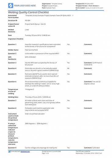 Free Welding Quality Control Checklist (Better than PDF and editable)