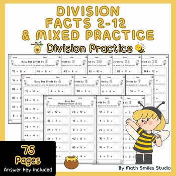 Busy Bee Division Facts 2–12 Worksheets & Mixed Practice | 3rd Grade Math
