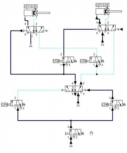 A+ B+ B- A- Pneumatic Circuit on FluidSim