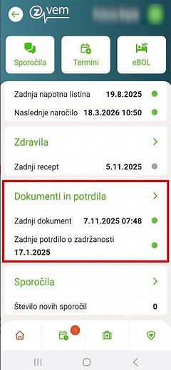zVEM - Vpogled v izdane pripomočke in naročilnice