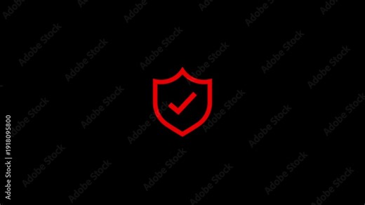 Red shield with checkmark on black background