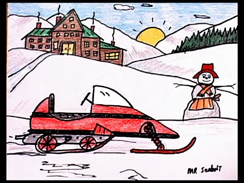 Snowmobile Drawing Guide - Step by Step
