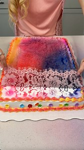4.2M views · 666 reactions | How did I not know this cake trick? I cut up my lace shirt and use the lace as a stencil to design my plain white cake using edible spray paints. I loved the result..so pretty! | Alexandra’s Kitchen | Facebook