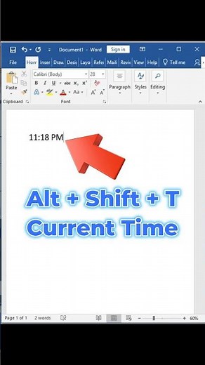 computer tips and tricks | current time and current date shortcut keys in ms word