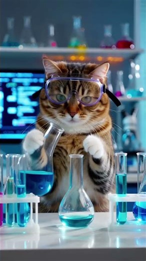 Science Cat Makes a Volcano Boom|Curious Cat Mixes Color Magic, Smart Cat Creates Slime Fun|💗 #cat