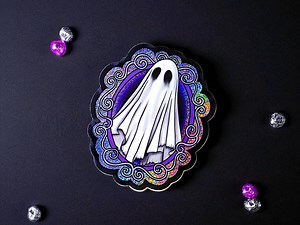 Holographic Ghost Glitter Sticker: Waterproof Gothic Decal - Etsy UK