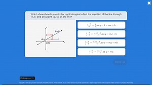 Which shows how to use similar right triangles to find the equa... | Filo