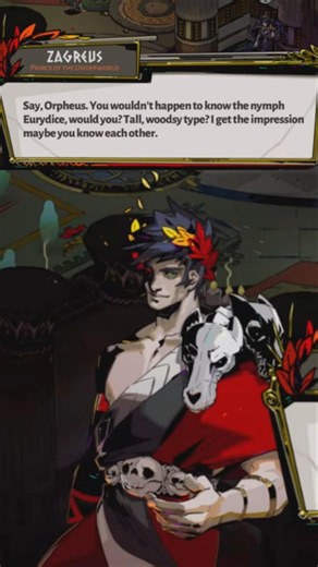 Zagreus asks Orpheus if he knows Eurydice #hades