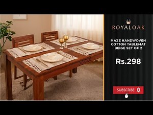 Royaloak | Maze Handwoven Cotton Table Mat Beige Set of 2