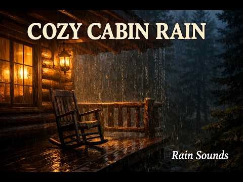 Rain on a Log Cabin Porch 🌧️ | Cozy Cabin Ambience for Sleep, Relaxing, Studying & Deep Focus