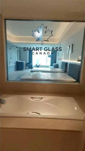 Hotel Bathroom Smart Glass Privacy | Switchable Smart Film Installation | SmartGlass Canada