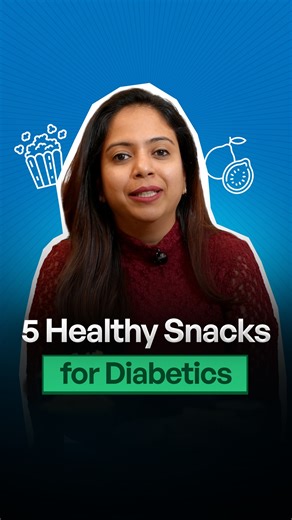 Five healthy and tasty snacking options for diabetics #5 - Air Fried Popcorn: Has 3.5g of fiber, low in GI, and that crunch is amazing. Also easily available. #4 - Low GI Fruits (Berries, Thai Guava, Apple): Fruits have 3-5g of fiber. Great option when craving sugar and perfect as pre-workout. Pair apples with unsweetened peanut butter. #3 - Roasted Chana: One serving has 6-7g of protein. Low GI, convenient, and a great source of magnesium. #2 - Sprouts: Not just a good source of protein, but al