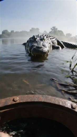 He Hid Under the River… Then a Crocodile Appeared Above the Glass 🐊 | POV Survival