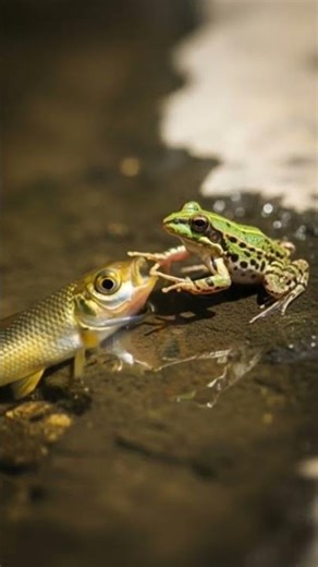 “Frog gives shade to fish during heatwave” #wildlife #viralvideo #trendingshorts #youtubeshorts